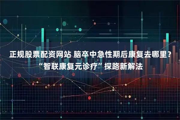 正规股票配资网站 脑卒中急性期后康复去哪里？“智联康复元诊疗”探路新解法